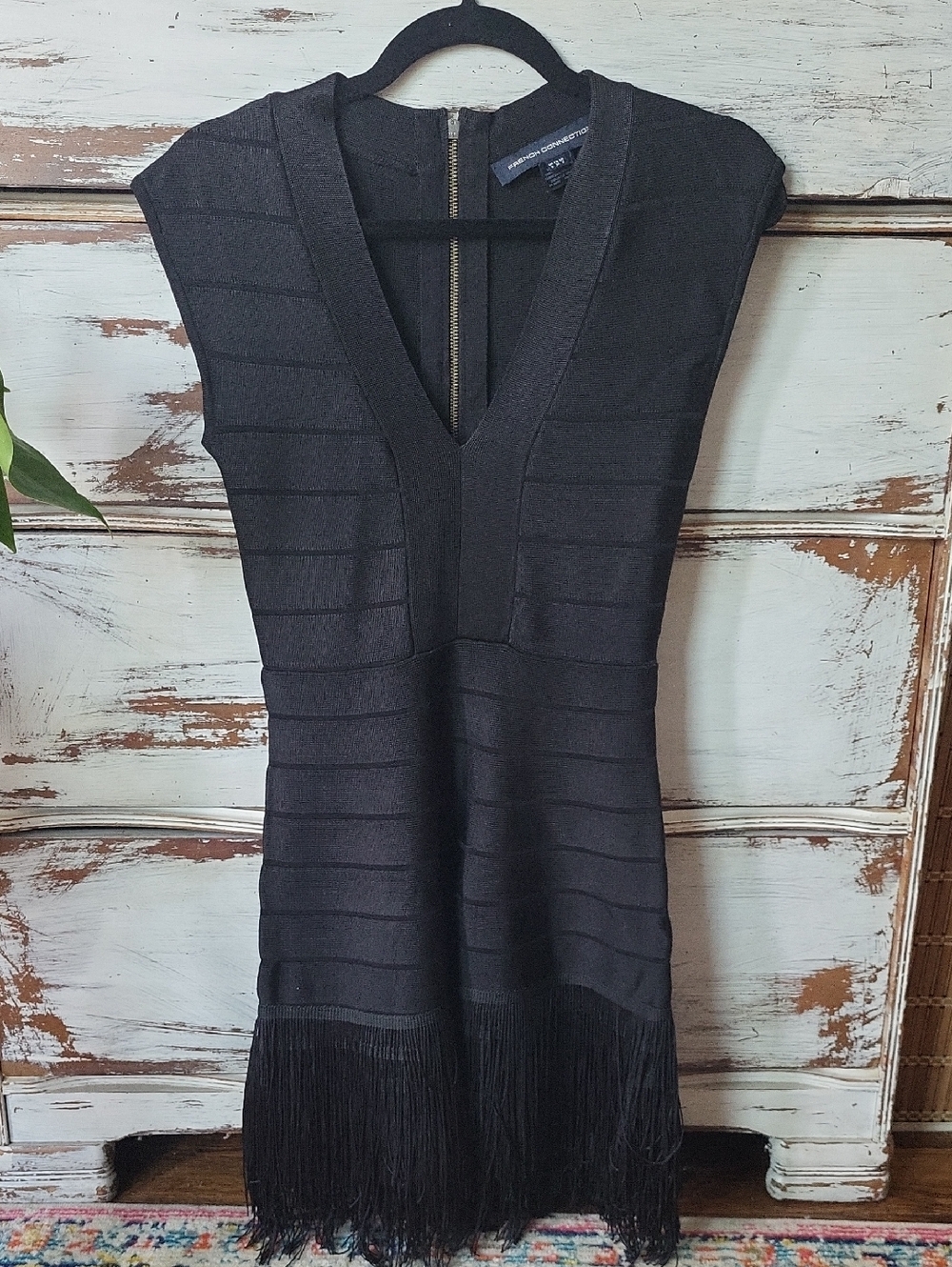 Black Bandage Style Fringe Dress